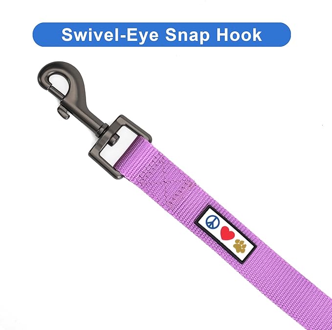 Pawtitas 6 FT Solid Color Orchid Dog Leash - Comfortable Handle, Extra Small/Small, 6 ft