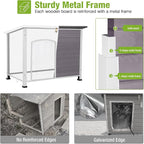 GUTINNEEN Heated Dog House Outdoor 43.3" Large Dog Kennel with Metal Frame Insulated Dog Crate Cage for Large Dogs Outside with Heater and Insulated Liner, Grey