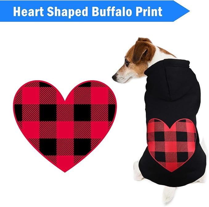 Dog Hoodie Dog Sweaters for Medium Dogs Pet Clothes Black Buffalo Plaid Warm and Soft Breathable Cozy(M)