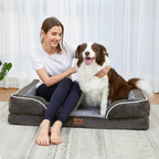Comfort Expression Orthopedic Dog Bed for Medium Dogs 28x19 Inch, Waterproof Egg Crate Foam Medium Pet Bed with Removable Bolsters, Dog Couch with Washable Cover & Non-Slip Bottom, Dark Green