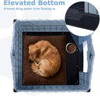 PUKAMI Large Dog House Outdoor Indoor, Plastic Dog House Weatherproof for Large Dogs, Study Puppy Shelter with Air Vents and Elevated Floor, Easy Clean and Assemble (Blue, 36.81"D x 38.7"W x 39.1"H)