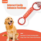 Durable Dog Tug Toy – Tough Double Ring Rope and Rubber Chew Toy with Squeaker, Interactive Tug-of-War for Large Dogs, Heavy Duty Play and Easy to Clean (Double Ring)