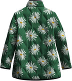 LIZALIG Women's Cropped Puffer Jacket Lightweight Floral Print Long Sleeve Padded Quilted Puffy Cardigan Coat