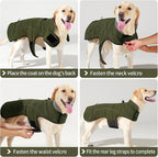 HEYWEAN Dog Winter Coat - Waterproof Windproof Reflective Vest for Medium & Large Breeds Adjustable Warm FleeceLined Jacket with Magic Tape & D-Ring for Leash Cold Weather Apparel (Green, Large)