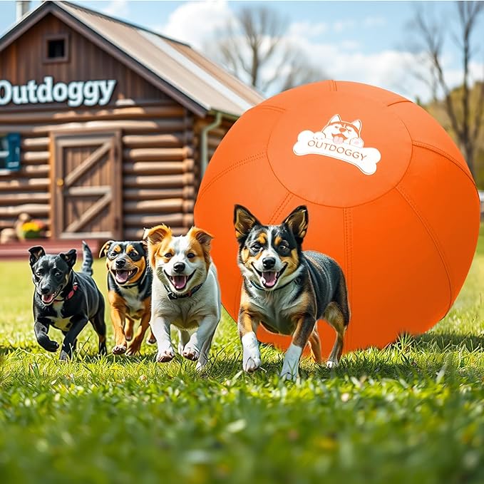 Herding Ball for Dogs 18 Inch - Dual-Layer Heavy Duty Herding Ball for Australian Shepherds, Border Collies & Corgis | Outdoor Herding Toy for Small/Medium Dogs - Backyard Training and Play - Orange