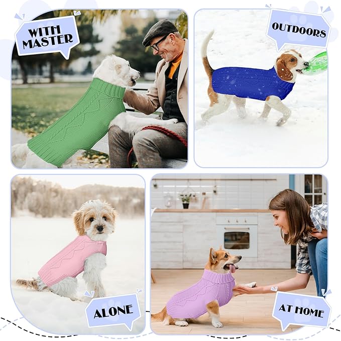 Dog Sweaters for Small Medium Large Dogs Girl, Soft Warm Turtleneck Pup Dogs Shirt, Double Knitting Collar for Outdoor Playing, Warm Dog Clothes (XL,Royal Blue)