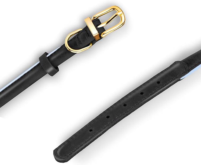 OOPSDOGGY Reflective Rolled Leather Dog Collar Adjustable Soft Padded Pet Collar for Small Medium Large Breed Dogs (Black, XXL, 20"-24")
