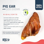 Big Lu – Pig Ear Dog Chews, 6 Count, All-Natural Single-Ingredient Pork Treats, Easily Digestible, Supports Joint Health with Glucosamine and Chondroitin
