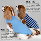 KYEESE 2Pack Dog Shirts Striped T Shirt for Medium Dogs Boy Lightweight Sleeveless Vest Cotton Tank Top Clothes, XX-Large,Dark Blue+Striped