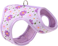 Mile High Life Dog Harness, Air Mesh Floral Vest Harness for 20 lbs Small Dogs & Cats, Easy Get on Adjustable Easy Closures Both Neck and Chest(Purple Flower, XS Chest 14"-16")