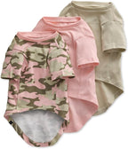 Toby II - The Perfect Tee, 3 Pack Short Sleeve Pet T-Shirt 100% Organic Cotton Tees Clothes for Small, Medium, Large Dogs, Pink Camo, X-Small