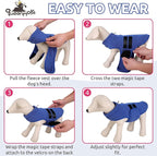 Queenmore Soft Fleece Dog Jacket, Warm Winter Coat with Leash Hole, Dachshund Sweaters for Small Dogs Cats Boy or Girl (Blue, S)