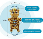 Outward Hound Ropiez Rope Interactive Dog Tug Toy for Tugging Squeaky Fun, 15.4 Inch Giraffe, Yellow, Small
