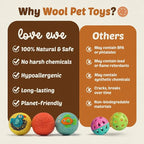 Hustle & Blush Wool Felt Balls - 3 Pack Love Ewe Pet Supplies – 2in Colorful & Durable Cat Toys Handmade from New Zealand, Ideal for Indoor Play and Mental Stimulation – Fish & Bird Design