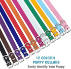 Pet Collars - Leather Small Dog Collars - 12 Color Adjustable ID Collar Identification Leather for Puppy Medium Large Breed Dogs - Neck 14~18 Inches