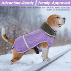 QBLEEV Warm Dog Coat Reflective Winter Jacket, Waterproof Windproof Dog Turtleneck Clothes for Cold Weather, Thicken Fleece Lining Pet Outfit, Adjustable Pet Vest Apparel for Small Medium Large Dogs