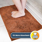 Muddy Mat® AS-SEEN-ON-TV Highly Absorbent Microfiber Door Mat and Pet Rug, Non Slip Thick Washable Area and Bath Mat Soft Chenille for Kitchen Bathroom Bedroom Indoor and Outdoor - Orange 24" x 96"