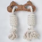 Dog Rope Toy for Aggressive Chewers, Tug and Teething Toy with Natural Cotton Rope and Wood-Plastic Bone, Durable Chew Toy for Medium to Large Dogs 20-60lb