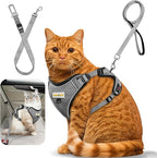 Cat Harness and Leash for Walking, Retractable Cat Harnesses and Leash Set Escape Proof, Breathable Soft Kitten Small Large Harness for Travel Training and Walking, Grey, XXS