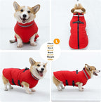 Small Dog Coat with Harness Built-in, Waterproof Reflective Fleece Lined - Warm Windproof Winter Jacket with Back Zipper, Cold Weather Snow Dog Coats - Red - S