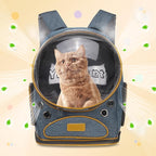 Pet Backpack Carrier, Portable and Ventilated, Oxford Cloth, Dog Cat Travel Bag with Transparent Cover 12.6", (Blue, 1 Pcs), Intended for Hiking/Camping/Traveling