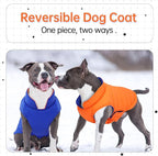 Lelepet Reversible Dog Coat Waterproof Dog Jacket Windproof Puffer Vest for Winter Warm Lightweight Coats for Small Dogs Adjustbale Hook & Loop Pet Apparel with Leash Hole, Chihuahua, Orange, XS