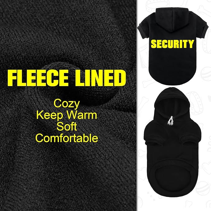 EXPAWLORER Security Dog Hoodie Puppy Sweater - Dog Sweatshirt Soft Fleece Lined Pet Clothes, Cold Weather Hooded Jacket Coat Keep Warm for Small Medium Large Dogs, X-Large