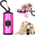 Metal Dog Poop Bag Holder Aluminum Dispenser for Leashes, Hiking & Travel, Lightweight Scratch-Resistant with 3 Attachments and 195 Bags (Pink, 1 Holder 15 Bags)