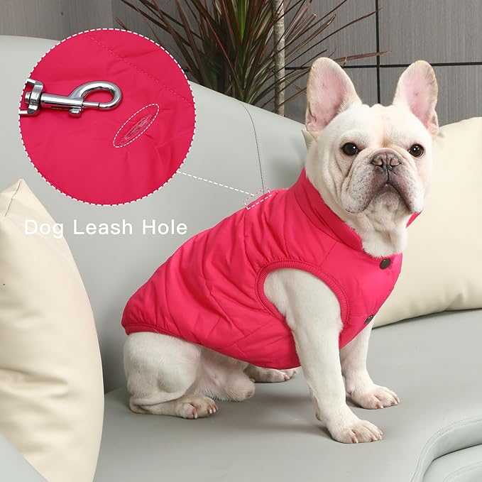 2 Layers Fleece Lined Warm Dog Jacket for Winter Cold Weather,Soft Windproof Large Dog Coat,Pink XXL