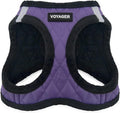 Best Pet Supplies - All Weather Mesh / Plush, Reflective, No Pull Harness for Small, Medium Dogs, Cats - Secure with Hook & Loop Fastener, Buckle, Double D-Rings - Purple Faux Leather, S