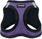 Best Pet Supplies - All Weather Mesh / Plush, Reflective, No Pull Harness for Small, Medium Dogs, Cats - Secure with Hook & Loop Fastener, Buckle, Double D-Rings - Purple Faux Leather, L