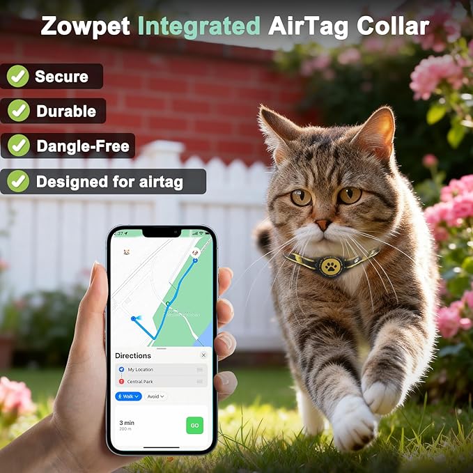 Airtag Cat Collar Breakaway, Reflective Cat Collar with AirTag Holder and Bell, Compatible with Apple Air Tag, Comfortable Padding, Adjustable, Durable (Yellow, XS)