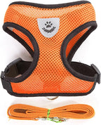 shudyear Summer cat Chest Harness and Leash, Anti-Escape Adjustable Soft mesh cat Leash and Chest Harness Set for All Types of Cats cat Vests (Size S, Orange)