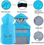 Dog Raincoat Dogs Rain Jacket Reflective Poncho Rainwear Waterproof Pet Clothes Warm Lined Pocket Hooded Leash Hole Adjustable Small Medium Dogs,Blue,L,Back Length 12.0 Inch