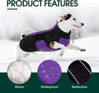 Kuoser Dog Jacket, Winter Dog Coats for Medium Dogs, Reflective Doggie Cold Weather Coats Pet Clothes, Puppy Snow Jacket for Frech Bulldog, Boston Terrier, Purple L