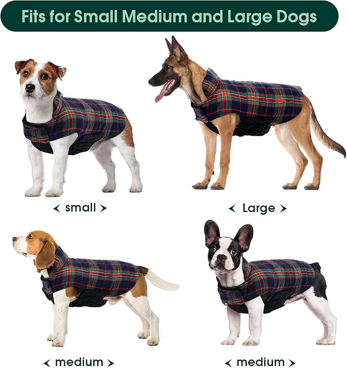 Kuoser Waterproof Dog Coat, Reversible Dog Jacket for Small Dogs, Adjustable Durable Doggie Winter Coat Warm Cozy Puppy Cold Weather Apparel from Small to Large Breed, RoyalBlue S