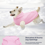 IECOii Dog Hoodie for Medium Dogs, Warm Fleece Dog Hoodies Sweater with Leash Hole and Pocket, Cozy Dogs Cold Weather Coat for Fall Winter Hooded Sweatshirt Vest for French Bulldog, Pink, L