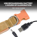 ILLUMISEEN LED Dog Collar USB Rechargeable - Bright & High Visibility Lighted Glow Collar for Pet Night Walking - Weatherproof, in 6 Colors & 6 Sizes (Orange Large)