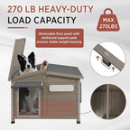 Outdoor Dog House, Weatherproof Wooden Kennel for Medium Dogs, Large Wooden Dog House with Chew-Proof Iron Frame, Removable Floor (Grey, 43.5"D x 29.5"W x 33.5"H) (Grey, 43.5" D x 29.5" W x 33.5" H)