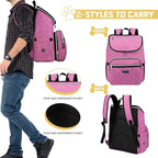 BAGLHER Travel Dog Backpack - Detachable Travel Dog Food Container for Pet Supplies Dog Gear Backpack,Dog Bag for Traveling with 2 Silicone Collapsible Bowls and 2 Food Baskets Pink