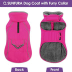 SUNFURA Small Dog Coat, Warm Dog Winter Jacket, Reflective Pet Snow Jacket with Fleece Lined, Waterproof Puppy Snowsuit Pet Sweater Clothes for Small Dogs, Hot Pink XS