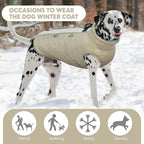 IDOMIK Warm Dog Coat with Harness, Waterproof Reflective Dog Jackets for Small Medium Large Dogs, Fleece High Collar Winter Jacket with Zipper, Pet Winter Snowsuit Clothes for Cold Weather,Khaki XL