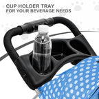 MoNiBloom 3 Wheels Pet Dog Cat Stroller for Small Medium Dogs Cats, Foldable Jogger Stroller w/Storage Basket and Cup Holder, Sky Blue Polka Dots