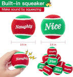 PUPTECK Squeaky Tennis Balls for Dogs - Christmas Dog Rubber Ball Toys 12 Pack, Interactive Dog Training Bounce Toys for Holiday, 2.5 inches