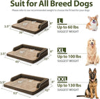 Orthopedic Dog Beds for Large Sized Dogs, Waterproof Egg Crate Foam Large Dog Couch Beds with Comfy Bolster 36x27Inch, Washable Pet Beds with Removable Cover and Nonskid Bottom, Brown