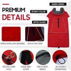 ROZKITCH Dog Raincoat Jacket, Waterproof Windproof Winter Coat with Fleece Liner and Leash Hole Reflective Strip for Large, Adjustable Poncho Vest for Outdoor Hiking Travel Red XL