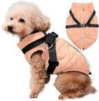 Dog Jacket with Harness,Fleece Lined Warm Puppy Coat for Winter,Soft Windproof Small Dog Vest,LightOrange S