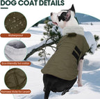 Kuoser Dog Jacket, Winter Dog Coats for Medium Dogs, Cold Weather Coats Pet Clothes, Doggie Snow Jacket for Frech Bulldog, Boston Terrier, Green M