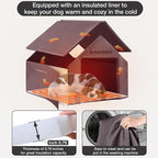 Dog House Outdoor, Chew-Proof Metal Frame Dog Kennel Shelter for Large Breeds,Weatherproof (Brown-H, Large)