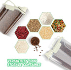 Dog Food Storage Container, Upgraded Large Nozzle BPA-free, 3-5 LBS Plastic Pet Food Storage Containers, With 4 Sealed Clasps, 1 Measuring Cup and Handle (Beige-A)